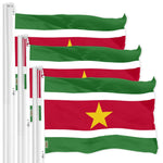 Load image into Gallery viewer, G128 3 Pack: Suriname Surinamese Flag  3x5 Ft  LiteWeave Pro Series Printed 150D Polyester  Country Flag, Indoor/Outdoor, Vibrant Colors, Brass Grommets, Thicker and More Durable Than 100D 75D Poly