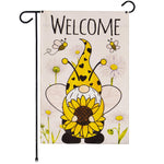 Load image into Gallery viewer, Garden Flag Welcome Bee Gnome with Sunflower 12x18 Blockout Fabric