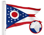 Load image into Gallery viewer, G128 Ohio OH State Flag  1x1.5 Ft  StormFlyer Series Embroidered 220GSM Spun Polyester  Embroidered Design, Indoor/Outdoor, Brass Grommets, Heavy Duty, All Weather
