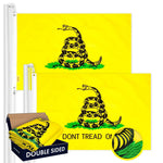 Load image into Gallery viewer, G128 2 Pack: Gadsden Don't Tread On Me Flag  16x24 In  Double ToughWeave Series Double Sided Embroidered 210D  Historical Flag, Embroidered Design, Indoor/Outdoor, Brass Grommets, Heavy Duty, 3ply