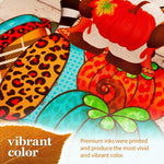 Load image into Gallery viewer, Garden Flag Welcome Gnome Sitting on Patterned Pumpkins 12x18 Blockout Fabric