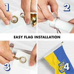 Load image into Gallery viewer, G128 Combo: 6 Ft Tangle Free Aluminum Spinning Flagpole (White) &amp; Ukraine Ukrainian Coat of Arms Flag 3x5 Ft, LiteWeave Pro Printed 150D Polyester, 4 Corner Brass Grommets  Pole with Flag Included