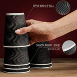Load image into Gallery viewer, Insulated Disposable Coffee Cups with Lids &amp; Straws 12 oz 100 Packs Black Cups