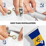 Load image into Gallery viewer, G128 Combo Pack: 6 Ft Tangle Free Aluminum Spinning Flagpole (Silver) &amp; Barbados Barbadian Flag 3x5 Ft, LiteWeave Pro Series Printed 150D Polyester  Pole with Flag Included