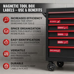 Load image into Gallery viewer, 90 Pcs Magnetic Tool Box Labels 3.5x1 inch Red Magnetic Toolbox Labels for Tool Box Drawers Strong Magnet Toolbox Organizer Chest Pre Printed &amp; Blanked Emblems for Organization Toolbox Emblems