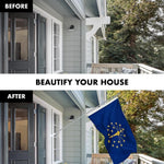 Load image into Gallery viewer, G128 Combo Pack: 6 Ft Tangle Free Spinning Flagpole (Silver) &amp; Indiana Flag 3x5 Ft Embroidered 220GSM Spun Polyester, Brass Grommets (Flag Included) Aluminum Flag Pole