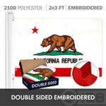Load image into Gallery viewer, G128 Combo Pack: American USA Flag ToughWeave Series 2x3 Ft Single Sided &amp; California CA State Flag Double Sided 2x3 Ft Double ToughWeave Series  Both Embroidered Polyester, Brass Grommets