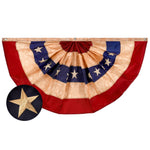 Load image into Gallery viewer, G128 USA Tea Stained Pleated Fan Flag 1.5x3FT Embroidered Polyester Stars and Stripes