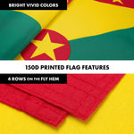 Load image into Gallery viewer, G128 Combo Pack: 6 Ft Tangle Free Aluminum Spinning Flagpole (Silver) &amp; Grenada Grenadian Flag 3x5 Ft, LiteWeave Pro Series Printed 150D Polyester  Pole with Flag Included
