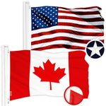 Load image into Gallery viewer, G128 Combo Pack: American USA Flag 3x5 Ft &amp; Canada Canadian Flag 3x6 Ft  Both ToughWeave Series Embroidered 210D Polyester, Embroidered Design, Indoor/Outdoor, Vibrant Colors, Brass Grommets