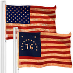 Load image into Gallery viewer, G128 Combo Pack: American USA TeaStained Flag 3x5 Ft &amp; Bennington 76 TeaStained Flag 3x5 Ft  Both LiteWeave Pro Series Printed 300D Polyester, Brass Grommets