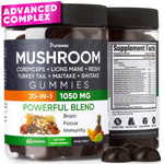 Load image into Gallery viewer, Purawex Mushroom Gummies, 20 in 1 Mushroom Complex 1050 MG, Cordyceps, Reishi,