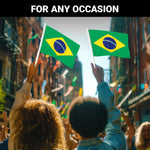 Load image into Gallery viewer, G128 2 Pack: Brazil Brazilian Car Flag  11x17 In  Double LiteWeave Pro Series Double Sided Printed 150D Polyester  Flagpole Included  Perfect for Festival Celebrations, Parades