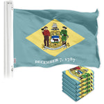 Load image into Gallery viewer, G128 5 Pack: Delaware DE State Flag  3x5 Ft  LiteWeave Pro Series Printed 150D Polyester  Indoor/Outdoor, Vibrant Colors, Brass Grommets, Thicker and More Durable Than 100D 75D Polyester