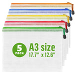 Load image into Gallery viewer, 5 Pack A3 Mesh Storage Bags with Zipper for Board Games Puzzles Mesh Bag with Zipper Plastic Mesh Zipper Pouch Document Bag   Large Zip Pouch   Board Game Storage Bags   Waterproof Zipper Pouch