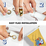 Load image into Gallery viewer, G128 Combo Pack: 6 Ft Tangle Free Aluminum Spinning Flagpole (White) &amp; New Jersey NJ State Flag 3x5 Ft, LiteWeave Pro Series Printed 300D Polyester  Pole with Flag Included