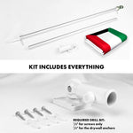 Load image into Gallery viewer, G128 Combo Pack: 6 Ft Tangle Free Aluminum Spinning Flagpole (Silver) &amp; Kuwait Kuwaiti Flag 3x5 Ft, LiteWeave Pro Series Printed 150D Polyester  Pole with Flag Included