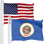 Load image into Gallery viewer, G128 Combo Pack: American USA Flag 3x5 Ft &amp; Minnesota Flag 3x5 Ft, Both Printed 150D Polyester, Indoor/Outdoor, Brass Grommets