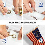 Load image into Gallery viewer, G128 Combo Pack: 6 Ft Tangle Free Aluminum Spinning Flagpole (White) &amp; Betsy Ross 1776 TeaStained Flag 3x5 Ft, LiteWeave Pro Series Printed 300D Polyester  Pole with Flag Included