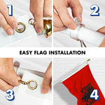 Load image into Gallery viewer, G128 Combo Pack: 6 Feet Tangle Free Spinning Flagpole (White) Albania Flag 3x5 ft Printed 150D Brass Grommets (Flag Included) Aluminum Flag Pole