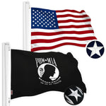 Load image into Gallery viewer, G128 Combo Pack: USA American Flag &amp; POW MIA 4x6 Ft Embroidered Spun Polyester, Indoor/Outdoor, Brass Grommets
