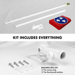 Load image into Gallery viewer, G128 Combo Pack: 6 Ft Tangle Free Spinning Flagpole (White) &amp; Tennessee Flag 3x5 Ft Embroidered 220GSM Spun Polyester, Brass Grommets (Flag Included) Aluminum Flag Pole