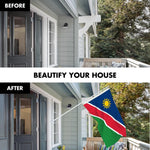 Load image into Gallery viewer, G128 Combo Pack: 6 Ft Tangle Free Aluminum Spinning Flagpole (White) &amp; Namibia Namibian Flag 3x5 Ft, LiteWeave Pro Series Printed 150D Polyester  Pole with Flag Included