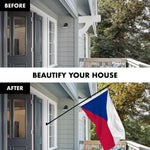 Load image into Gallery viewer, G128 Combo Pack: 6 Ft Tangle Free Spinning Flagpole (Black) &amp; Czech Republic Flag 3x5 Ft Printed 150D Polyester, Brass Grommets (Flag Included) Aluminum Flag Pole