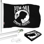 Load image into Gallery viewer, G128  6 Feet Tangle Free Spinning Flagpole (Silver) POW Brass Grommets Printed 3x5 ft (Flag Included) Aluminum Flag Pole
