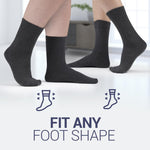 Load image into Gallery viewer, Mens Diabetic Socks Size 9 to 12 Wide Loose Top 6 Pairs Seamless Toe Cotton Diabetic Dress Socks for Men  Shoe Size Light Gray
