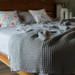 Load image into Gallery viewer, The Fine Living Co. 100% Cotton Waffle Weave Throw Blanket Lightweight Soft and Breathable Throw Blanket for All Season Skin Friendly Blanket for Couch Bed Sofa 50”x70” inches Mineral Gray