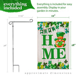 Load image into Gallery viewer, G128 Combo Pack: Garden Flag Stand Black 36 in x 16 in &amp; Garden Flag Home St. Patrick's Day Decoration Gnome with Green Heart 12x18 DoubleSided Blockout Fabric
