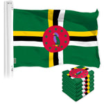 Load image into Gallery viewer, G128 5 Pack: Dominica Dominican Flag  3x5 Ft  LiteWeave Pro Series Printed 150D Polyester  Country Flag, Indoor/Outdoor, Vibrant Colors, Brass Grommets, Thicker and More Durable Than 100D 75D Poly