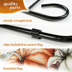 Load image into Gallery viewer, G128 Combo Pack: Garden Flag Stand Black 36 in x 16 in &amp; Garden Flag Fall Decoration Autumn Blessings Pumpkins and Flower Vases 12x18 DoubleSided Blockout Fabric