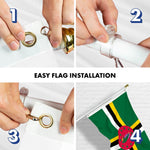 Load image into Gallery viewer, G128 Combo Pack: 6 Ft Tangle Free Aluminum Spinning Flagpole (White) &amp; Dominica Dominican Flag 3x5 Ft, LiteWeave Pro Series Printed 150D Polyester  Pole with Flag Included