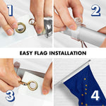 Load image into Gallery viewer, G128 Combo Pack: 6 Ft Tangle Free Spinning Flagpole (Silver) &amp; Alaska Flag 3x5 Ft Embroidered 220GSM Spun Polyester, Brass Grommets (Flag Included) Aluminum Flag Pole