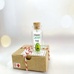 Load image into Gallery viewer, Tiny Magical Message in a Bottle Gift Idea Classy Inspirational Gifts for Him and Her Unique Presents for Women and Men (Green Avocado Happy Avo Day in Craft Gift Box)