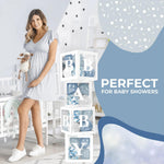 Load image into Gallery viewer, Baby Shower Boxes with Letters 44 Pcs White Boxes with White Dusty Blue Light Blue and Confetti Balloons Gender Reveal &amp; Party Decoration Set by