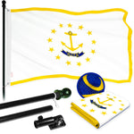 Load image into Gallery viewer, Combo Pack 5 Ft Tangle Free Aluminum Spinning Flagpole and Rhode Island Flag