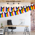 Load image into Gallery viewer, G128 LGBT Progress Rainbow Pride Bunting Banner  Flag 8.2 x 5.5 Inch, Full String 33 Feet  Printed 150D Polyester, Decorations For Bar, School, Festival Events Celebration