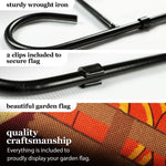Load image into Gallery viewer, G128 Combo Pack: Garden Flag Stand Black 36 in x 16 in &amp; Garden Flag Fall Decoration Pumpkins in Truck Bed 12x18 DoubleSided Burlap Fabric