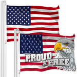 Load image into Gallery viewer, G128 Combo Pack: American USA Flag 150D 3x5 Ft &amp; American USA Proud and Free Eagle Flag 300D 3x5 Ft  Both LiteWeave Pro Series Printed Polyester, Brass Grommets