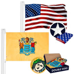 Load image into Gallery viewer, G128 Combo Pack: USA American Flag 3x5 Ft Embroidered Stars &amp; New Jersey State Flag 3x5 Ft Embroidered Double Sided 3ply