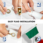 Load image into Gallery viewer, G128  6 Feet Tangle Free Spinning Flagpole (White) Mexico Brass Grommets Printed 3x5 ft (Flag Included) Aluminum Flag Pole