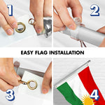 Load image into Gallery viewer, G128 Combo Pack: 6 Ft Tangle Free Aluminum Spinning Flagpole (Silver) &amp; Kurdistan Region Flag 3x5 Ft, LiteWeave Pro Series Printed 150D Polyester  Pole with Flag Included