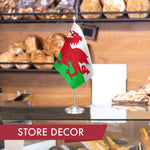 Load image into Gallery viewer, G128 Wales Welsh Deluxe Desk Flag Set  8.5x5.5 In  Printed 300D Polyester, with Silver Dome and Base, 15 Metal Pole, Decorations For Office, Home and Festival Events Celebration