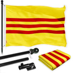 Load image into Gallery viewer, G128 Combo Pack: 6 Ft Tangle Free Spinning Flagpole (Black) &amp; South Vietnam Flag 3x5 Ft Printed 150D Polyester, Brass Grommets (Flag Included) Aluminum Flag Pole