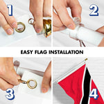 Load image into Gallery viewer, G128 Combo Pack: 6 Ft Tangle Free Aluminum Spinning Flagpole (White) &amp; Trinidad and Tobago Flag 3x5 Ft, LiteWeave Pro Series Printed 150D Polyester  Pole with Flag Included