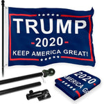 Load image into Gallery viewer, Combo Pack: 6 Feet Tangle Free Spinning Flagpole (Black) Trump Keep America Great Flag 3x5 ft Printed 150D Brass Grommets (Flag Included) Aluminum Flag Pole