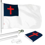 Load image into Gallery viewer, G128  6 Feet Tangle Free Spinning Flagpole (Silver) Christian Brass Grommets Printed 3x5 ft (Flag Included) Aluminum Flag Pole